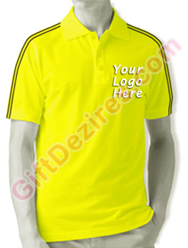 Designer Yellow and Black Color T Shirts With Company Logo